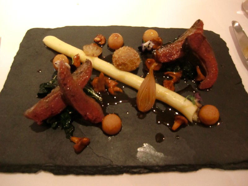 Plancha cooked pigeon breast at Lumiere 800x600
